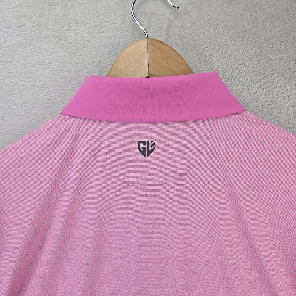 NWT Graham Luxe Polo Shirt Mens Large Pink Berry Therry GL 13525 Polyester Golf - Picture 9 of 11